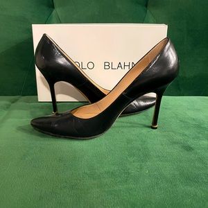 Manolo Blahnik Lanza Black Kid Leather 105